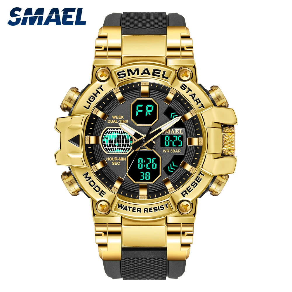 SMAEL мужские спортивные часы 2021 Роскошные оригинальный бренд двойной часовой пояс