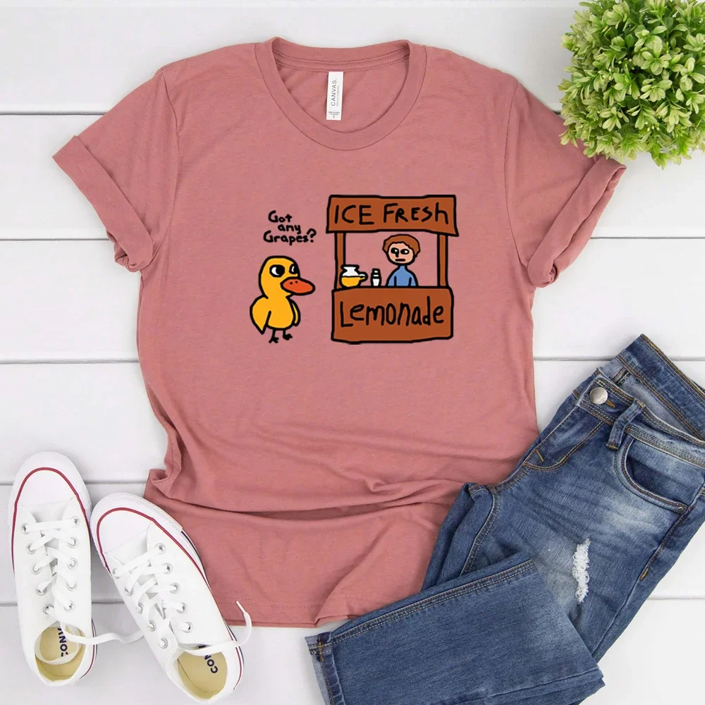 Фото Футболка Duck Song с принтом «Got Any Grapes Ice Fresh Homemade Lemonade Stand Meme», забавная культовая футболка с уткой с YouTube, хипстерский топ №3