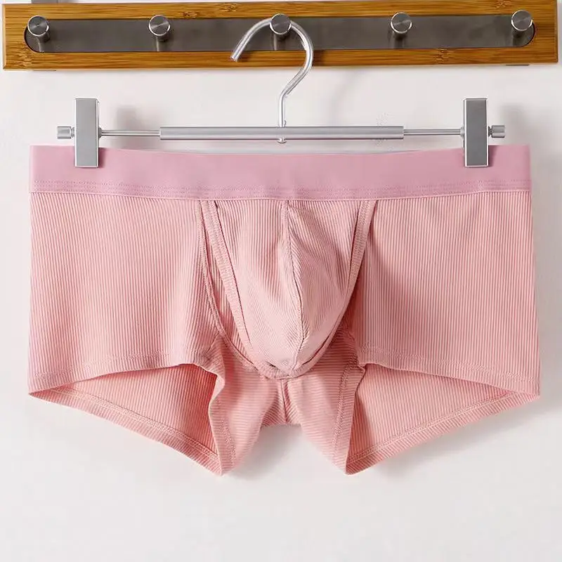 Men's Threaded Breathable Comfort Boxer Pants U Convex Pouch Bag Design Boys Panties