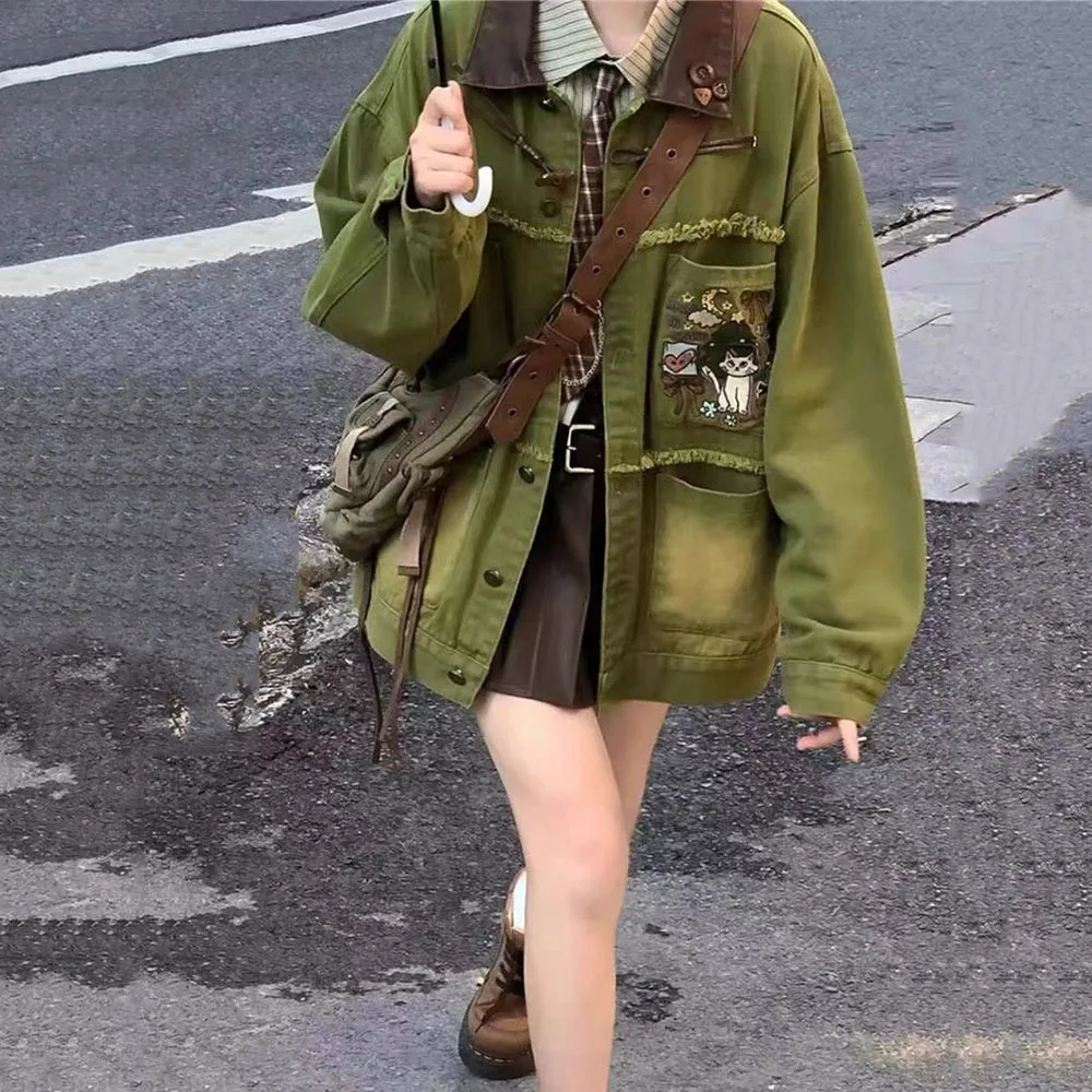 Милые джинсовые пальто в американском стиле ретро весенне-осенняя шикарная