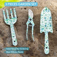 garden tools floral printed 3 pcs kit outdoor gardening work hand tools kit
