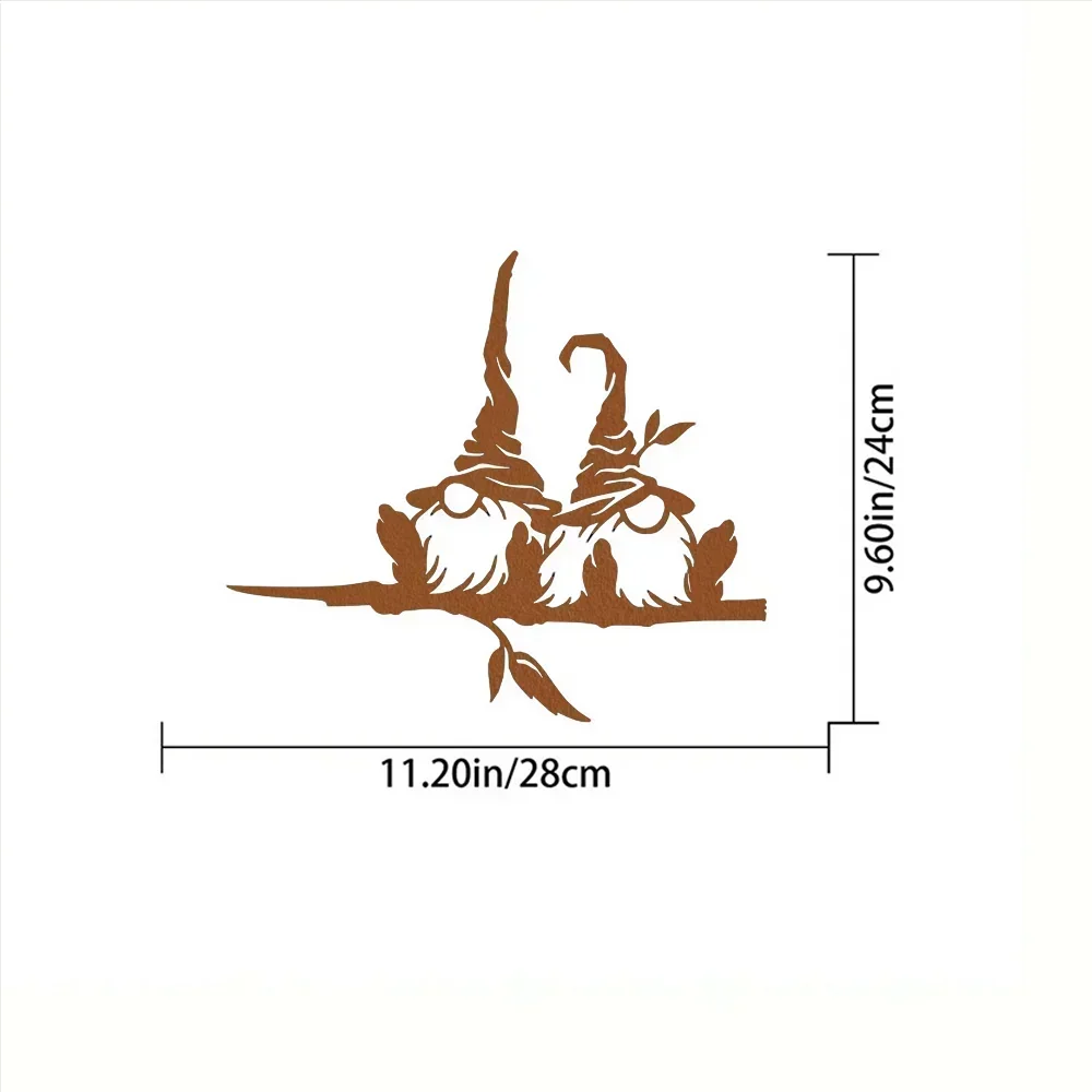 1 шт. металлическая ветка с 2 гномами и грибами — изящайте свои зоны на открытом