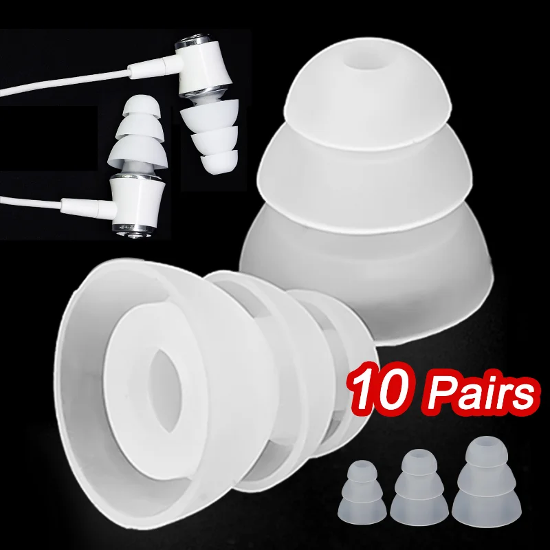 

3 Layers Ear Tips Universal Silicone Eartips for In Ear Earphone Earpads Noise Cancelling Earpad Soft Replacement Earplugs