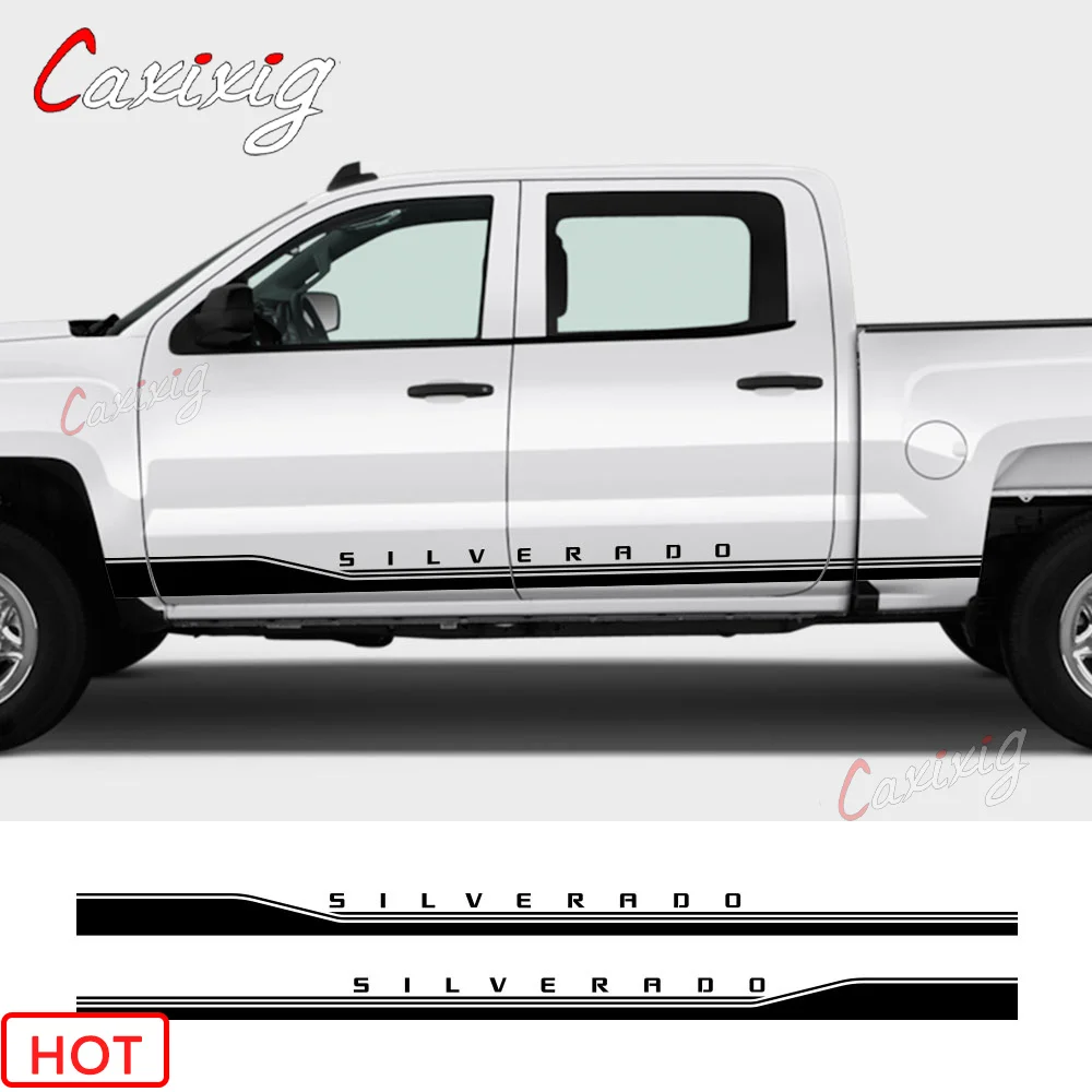 

Наклейки на дверь автомобиля, боковая юбка, полосы, наклейки для Chevrolet, Колорадо, Silverado, виниловые декоративные чехлы на заказ, аксессуары для...