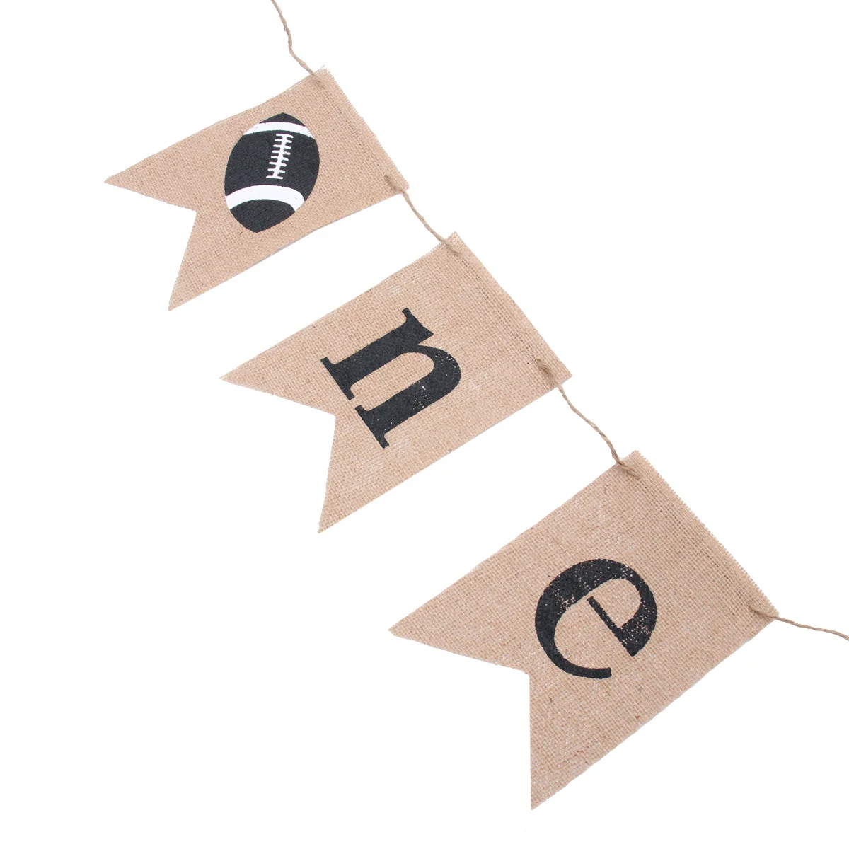 

1pc Rugby Burlap Banner Pull Flag Birthday Party Decoration Supplies One Year Old for Kids Baby