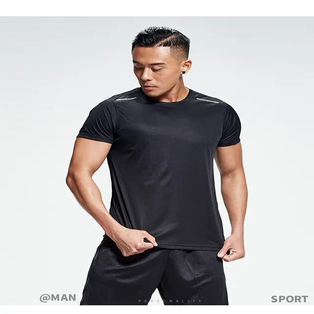 Men's Summer Sports T-Shirt: Thin, Sweat-Absorbing, Fast-Drying, Ice Silk Half Sleeve Shirt for Running and Fitness 5