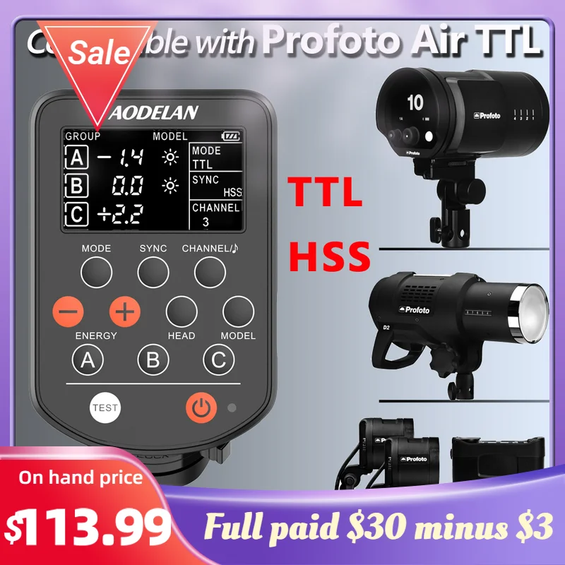 

Беспроводной триггер для вспышки Aodelan E4 TTL для камер Pentax, замена пульта дистанционного управления Profoto Air TTL, совместим с Profoto D1 D4 B2 B10