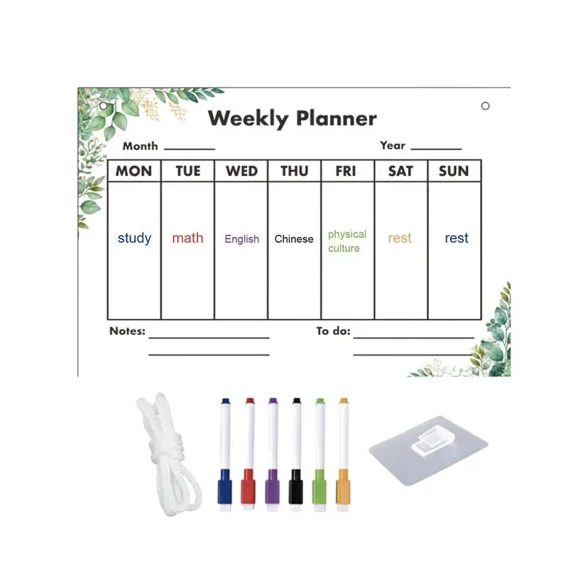

Сухой стираемый ЕЖЕНЕДЕЛЬНЫЙ КАЛЕНДАРЬ, планировщик еды, календарь, доска для заметок, набор с 6 маркерами, сухой стираемый Еженедельный планировщик для