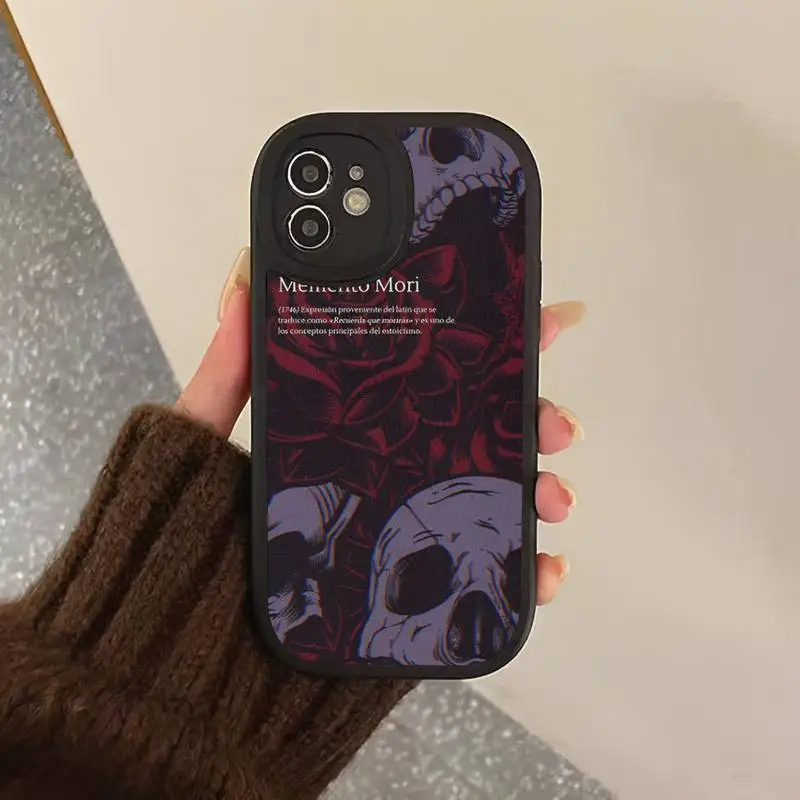 Memento Mori Phone Case Hard Leather Phone Case for iPhone 13 12 Mini 11 14 Pro Max Xs X Xr 7 8 Plus 6 6s Se 2022 silicone Cover