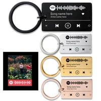 personalized keychain music spotify scan code keychain for women men keyring custom laser engraving music code gift