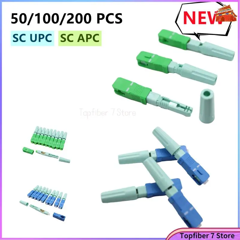 

New 50/100/200pcs SC APC/SC UPC SM Fiber Optical quick Connector SC FTTH Fiber Optic Fast Conector Embedded High Quality