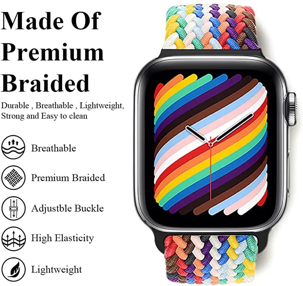 Braided solo loop strap For Apple watch 49mm 45mm 44mm 41mm 40mm Series UItra 8 7 6 5 4 SE elastic nylon strap iWatch3 42mm 38mm