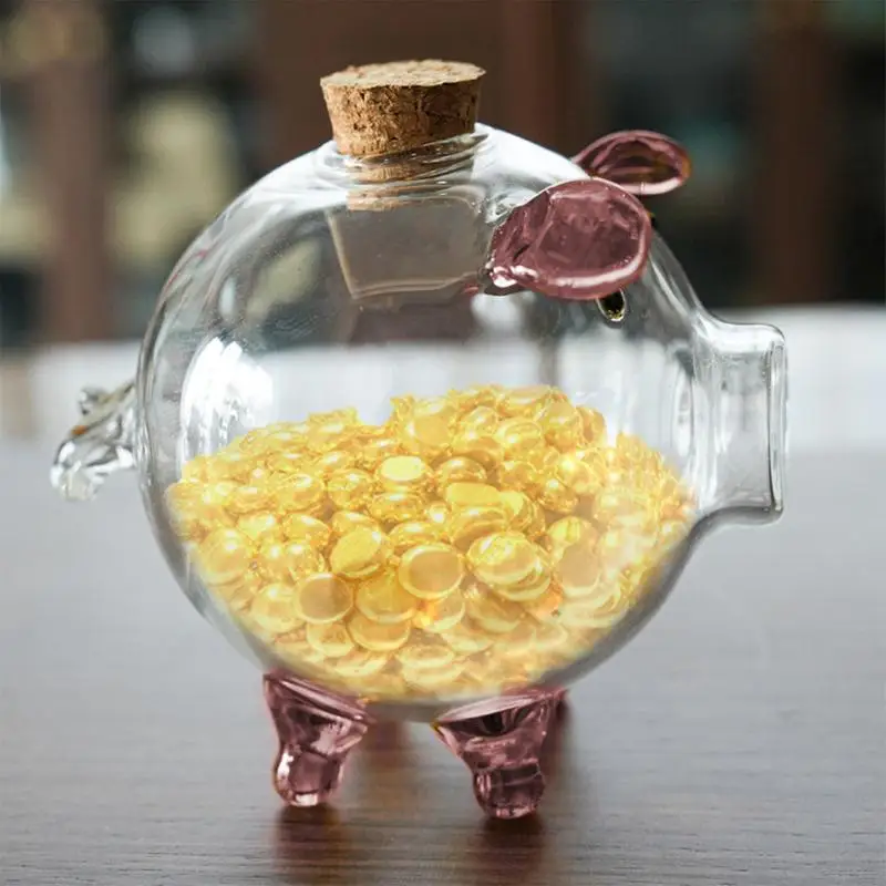Мини-свинья банка для денег коробка с золотыми бобами прозрачная в форме свиньи