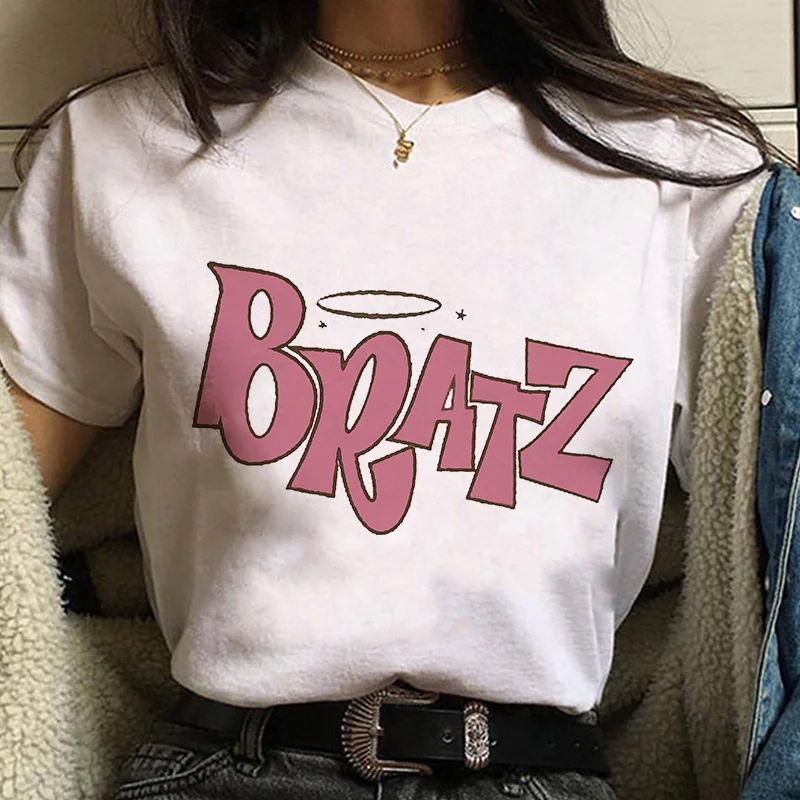 

Bratz Y2k Harajuku Aesthetic T-shirt Women Harajuku Aesthetic White Top Casual Clothes New Autumn Fashion Female T Shirt Tee