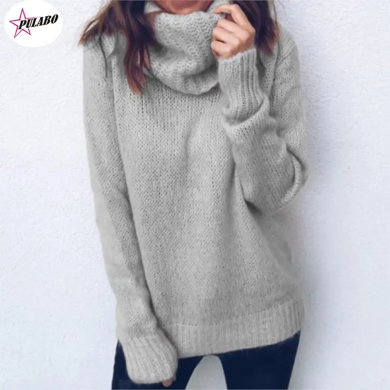 

2022 Spring Winter Women Sweaters Turtleneck Long Sleeve Tops Solid Pullovers Knitted Loose Sweaters Female Tops Knitted Shirt