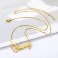 custom name crown necklace nameplate necklace for women personalized stainless steel gold chain customized name jewelry