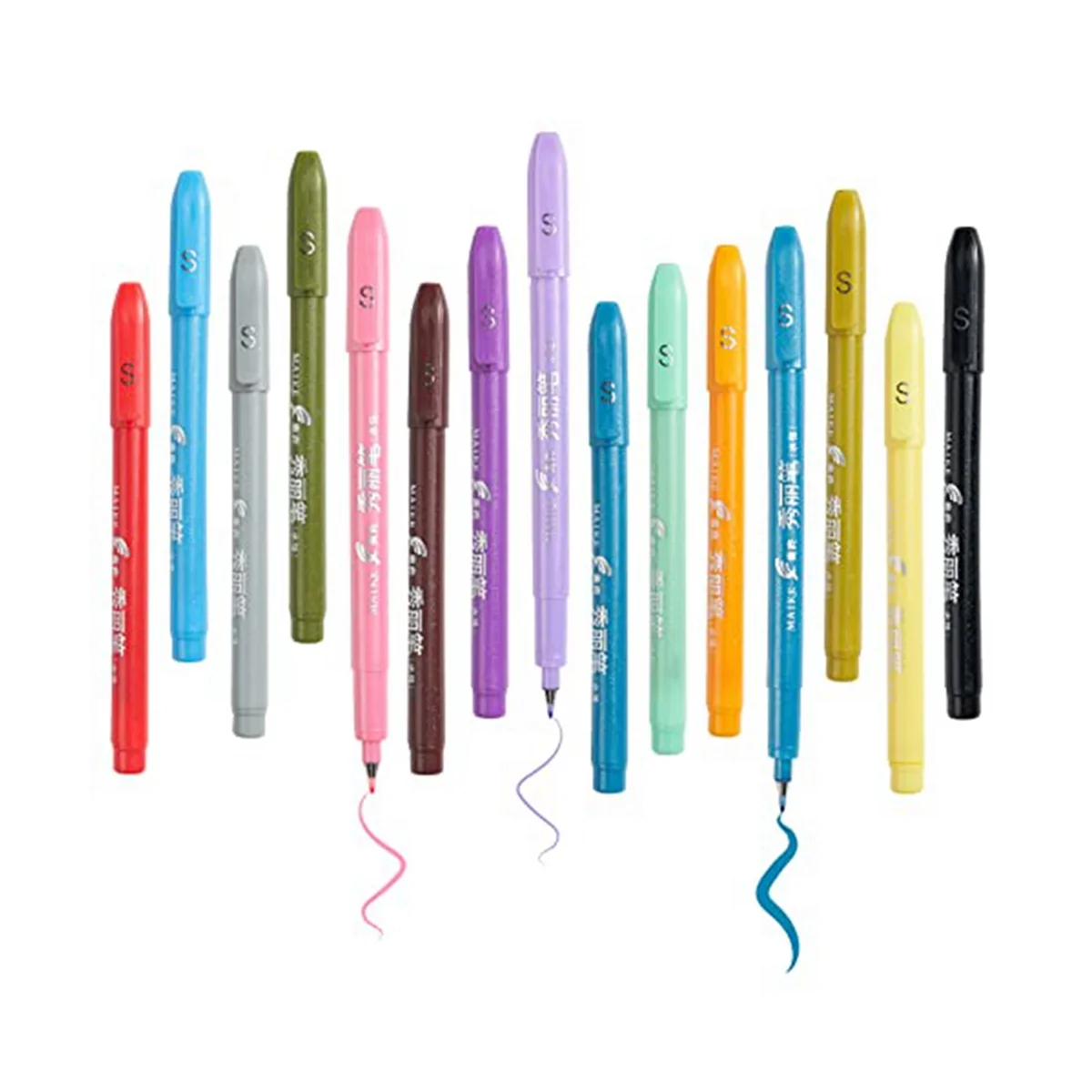 

Sign Brush Pens, 15Pcs Arts Felt Tip Marker Assorted Colors Brush Tip Pens Water Based Journaling Pen Set