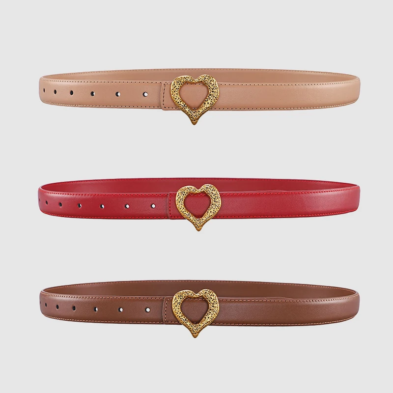 

Fashion Ladies Leather Belt Love Personality Metal Buckle Trendy Accessories Versatile Skirt Coat Jeans Decorative Waistband