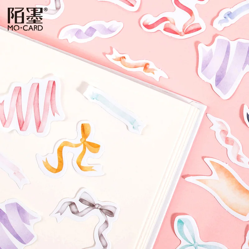 

46Pieces Box stickers Bow Ribbon Pink Knot Pocket Decorative DIY paper Material account Scrapbook Decorative 4CM