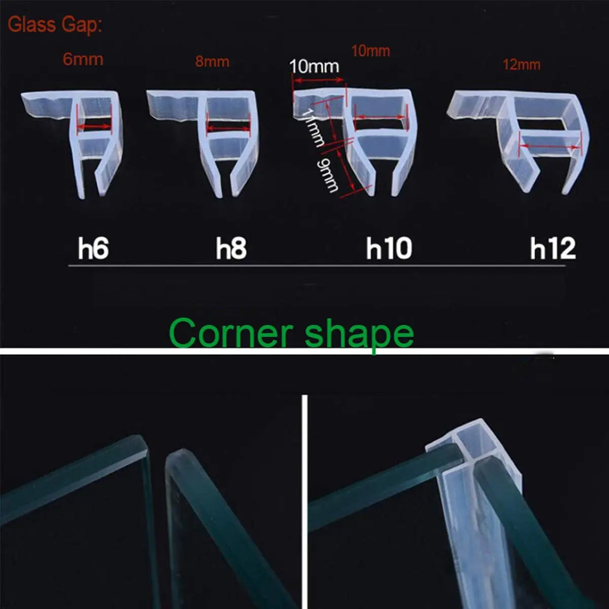 

2 м h/f/u/у/угловая стеклянная уплотнительная лента, силиконовые уплотнительные ленты для ванны и душа, ограничитель сквозняка для двери, окна, уплотнительные ленты 6-12 мм