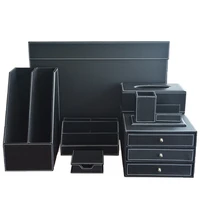 high grade leather office supplies business stationery set storage desk file cabinet pad pen holder mouse pad