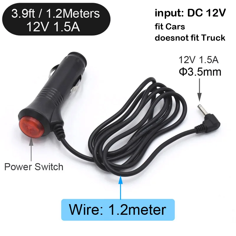 

XCGaoon 12V 1.5A Диаметр 3,5 мм зарядный порт с переключателем автомобильное зарядное устройство адаптер для автомобильного радар-детектора GPS видеорегистратор камера DVR