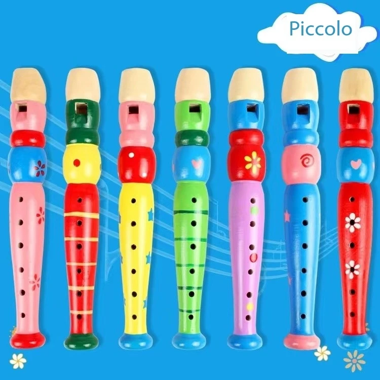 

Cartoon Short Flute Sound Kid Woodwind Musical Instrument Type 6-Holes Educational Musical Instruments with Colorful Patterns