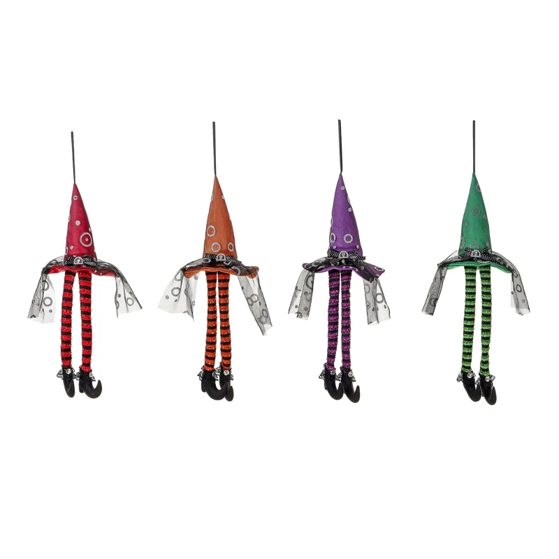 

Halloween Pendant Witch Hat Long Leg with Led Light Glowing Ornament for Home Festival Party Tree Background Decoration 53CA