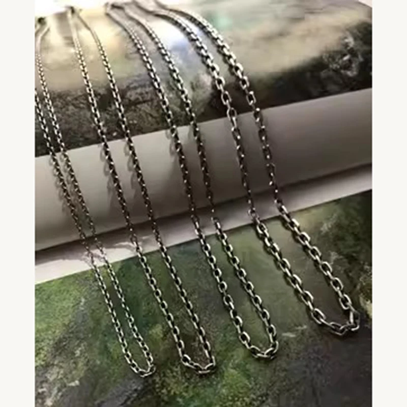 

Ожерелье из стерлингового серебра S925 пробы в стиле ретро, модная цепочка до ключиц, универсальная цепочка на свитер для мужчин и женщин, серебряная цепочка