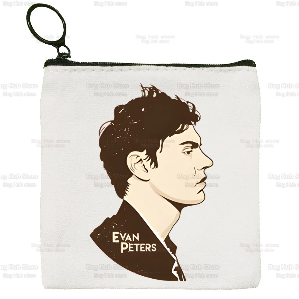 Evan Peters Skull Ahs Roanoke Canvas Coin Purse Coin Purse Collection Canvas Bag Small Wallet Zipper Key Bag Hand Gift