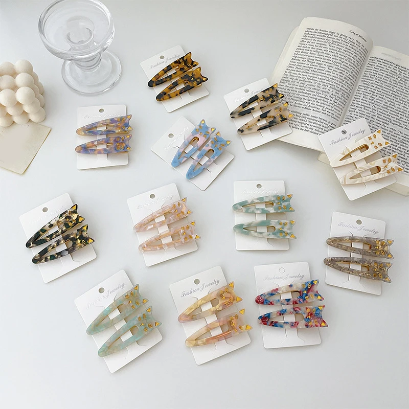 

Korean New Ins Cute Water Drop Cat Duckbill Clip Broken Hairpin Animal Acetate Hairpin Jewelry Gift For Women Girls