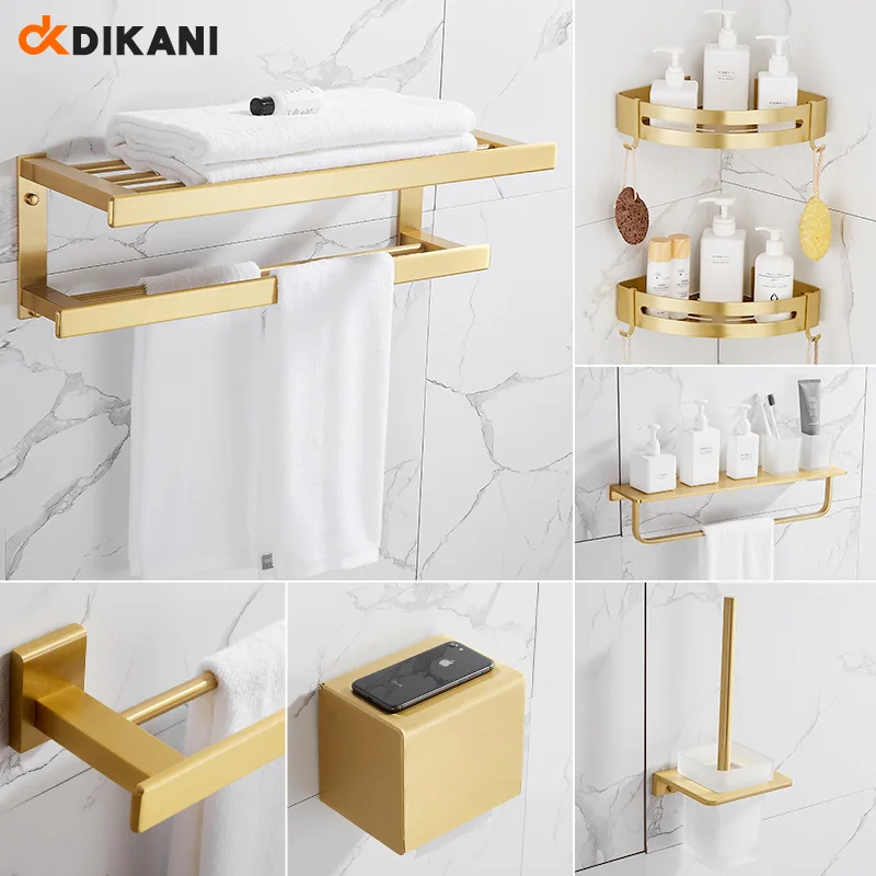 

Nordic Towel Rack Light Luxury Golden Bathroom Towel Rack Bathroom Rack Brushed Gold Craft Set