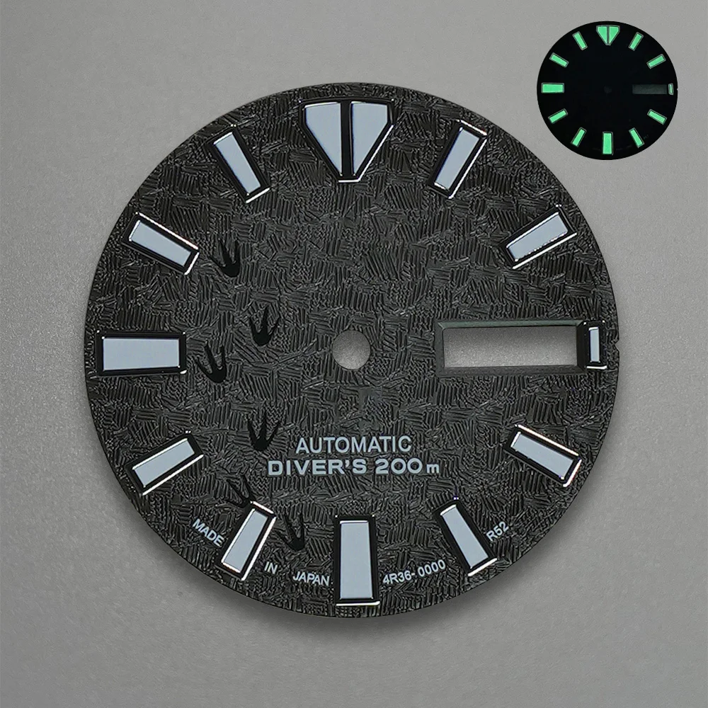 Циферблат YAONUAN 28 5 мм зеленый светящийся для часов NH35/NH36/4R36