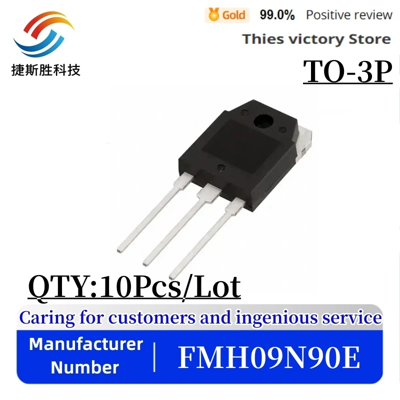 

10PCS 100% New Imported Original 09N90E FMH09N90E TO-3P MOS Field Effect Transistor 9A 900V