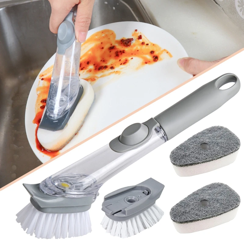 

Long Handle Dish Brush Liquid Soap Dispenser Cleaner Dish Scrubber Brush Dishwashing Sponge Pot Wash Wipe Kitchen Cleaning Tools