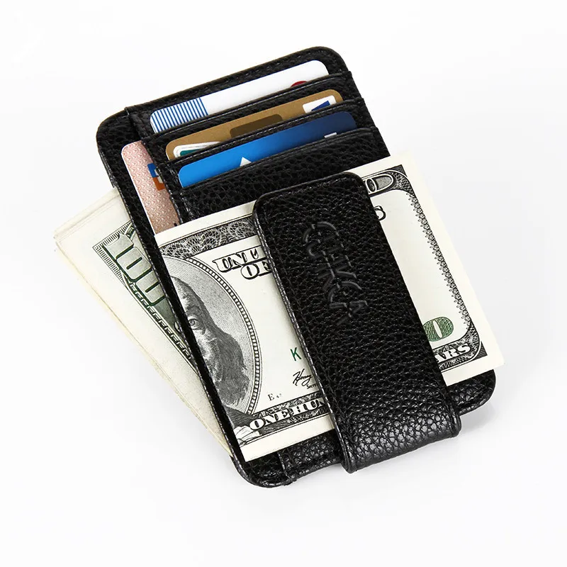 

Модный кошелек CUIKCA для мужчин и женщин, ультратонкий кожаный держатель с магнитным зажимом для денег, кредитных карт, креативный мини-кошел...