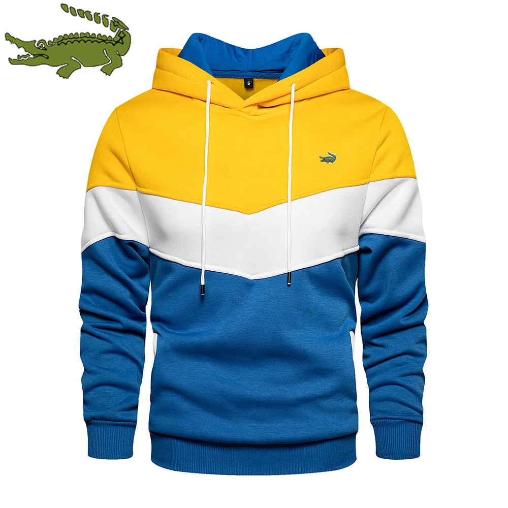 Embroidery CARTELO Trending Men Hoodies Splicing Pullover Autumn/Winter Fleece Warm Long Sleeve Outwear Sweatshirts Casual Tops