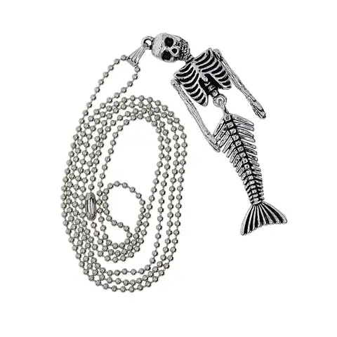 Ожерелье-цепочка из бисера на Хэллоуин с подвеской в виде скелета русалки