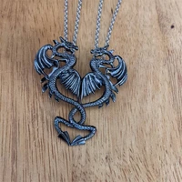 hip hop punk double wings chinese wind dragon pendant necklace trend personality mens womens necklace couple gift jewelry