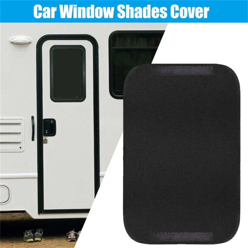 

1pc Black RV Door and Window Shade Cover 16x24.75 inch RV Blackout Curtain Paste Type Block Light and UV Rays Car Accessories
