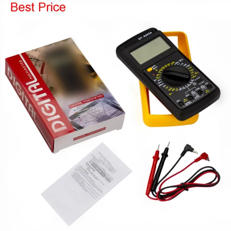 

Цифровой мультиметр 50 шт./лот DT9205A, ЖК-дисплей, амперметр переменного/постоянного тока, тестер сопротивления, емкости, транзисторов, диагностический инструмент