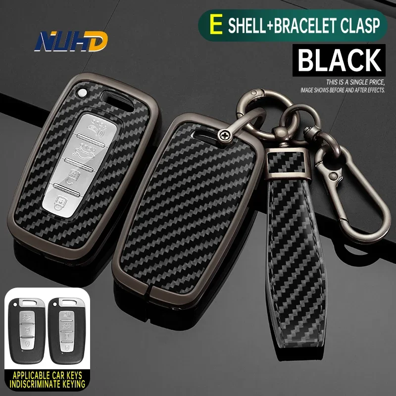 

Carbon fiber Car Key Case Keychain For Hyundai Genesis Coupe Sonata Ix35 KIA Forte Sportage K2K5 Key Cover Protector Accessories