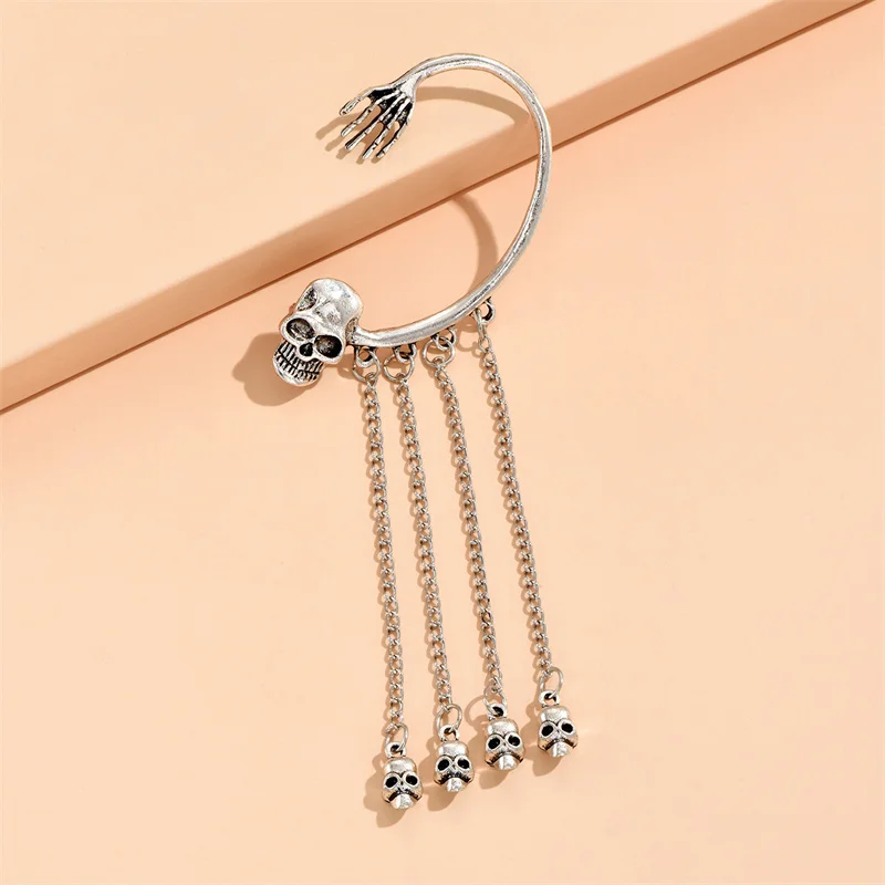 1 шт. клипсы для ушей в стиле панк готика череп женщин скелет голова Длинная