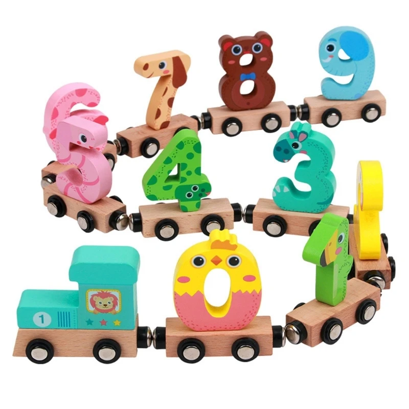 

Q81A Kids Wooden Train Number Learning Magnetic Train Kindergarten Counting Toy Puzzle Gift Child Hand-Eye Coordination Toy