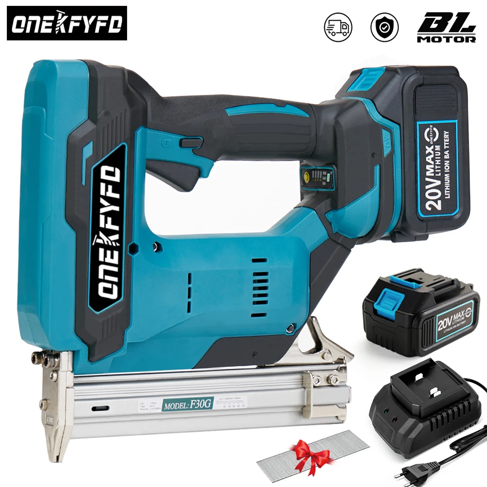 Brushless F30 Electric Lithium Battery Rechargeable Nail Gun Stapler Nailer Wireless Woodworking Tools For Makita 18V Battery