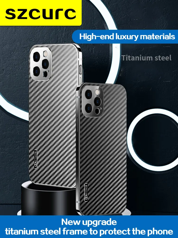 Ceny Dla IPhone 13 Pro Max Etui Na Telefon IPhone 14 12 Luksusowe Nowe Obramowanie Ze Stopu Tytanu Z Włókna Węglowego Senseanti-fall Pokrowiec Ochronny