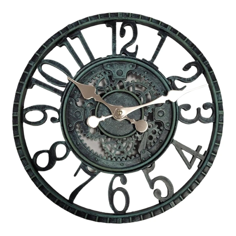 12 Inch Vintage Resin Wall Clock Art Hanging Clocks Battery Operated for Home Bedroom Living Room Kitchen Decoration Gift