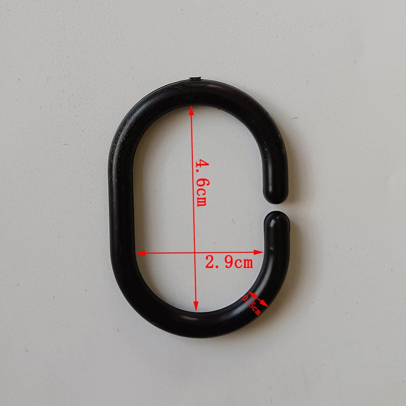 

Крючки для занавески для душа черные пластиковые 12 шт