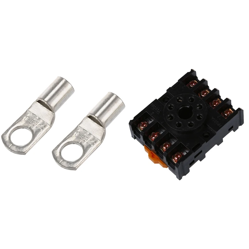 

JHD-New 8 Round Pin 8-Pin PF083A Relay Base Socket With 10 Copper Tube Lug Battery Starter Cable Welding Crimp Terminal Ring