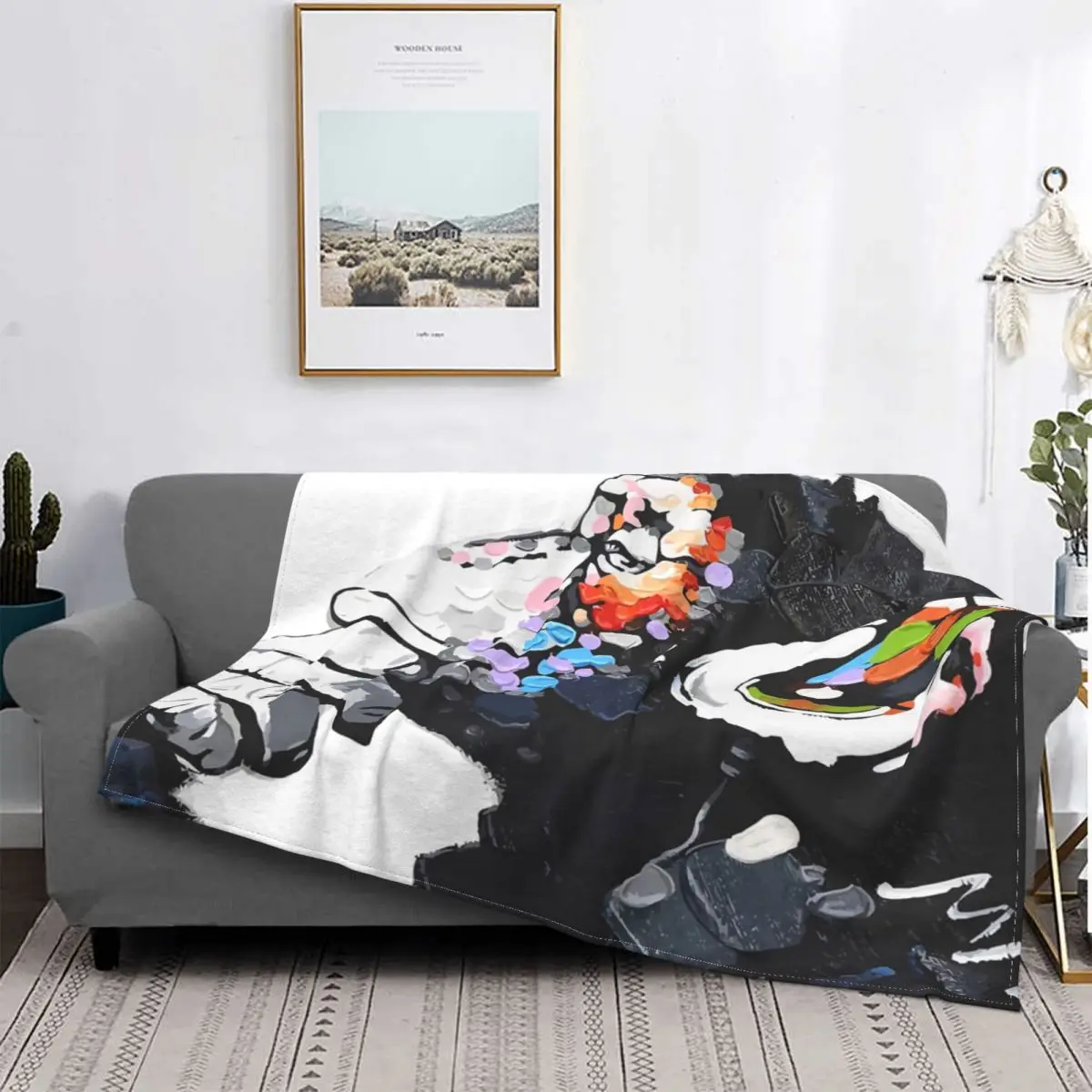 

Banksy Dj обезьяна истончик 2 Manta, colcha para cama, sofar a cuadros, manta de muselina, colcha para camas